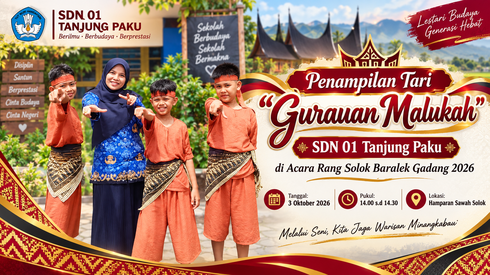 PENAMPILAN TARI KESENIAN DI ACARA RANG SOLOK BARALEK GADANG 2026
